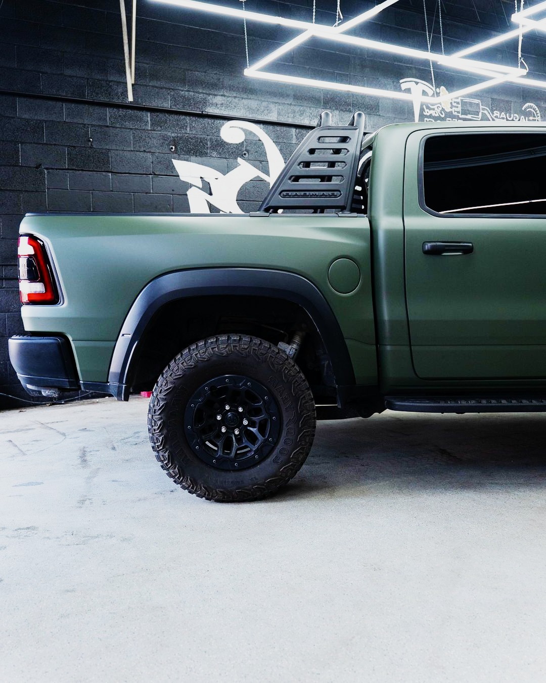 RAM TRX olive wrap rear quarter