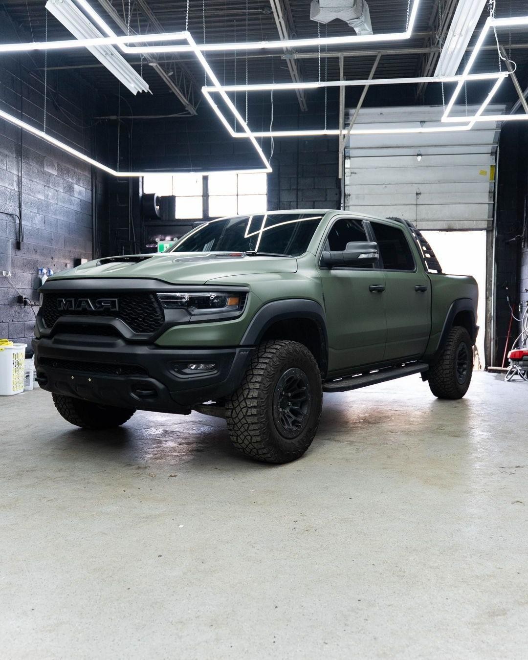 Matte olive RAM TRX after a full wrap